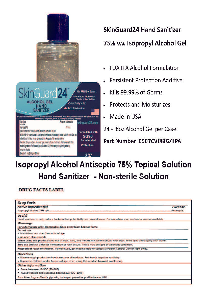 SKINGUARD24 HAND SANITIZER 75% ISOPROPYL ALCOHOL GEL- 4 UNITS