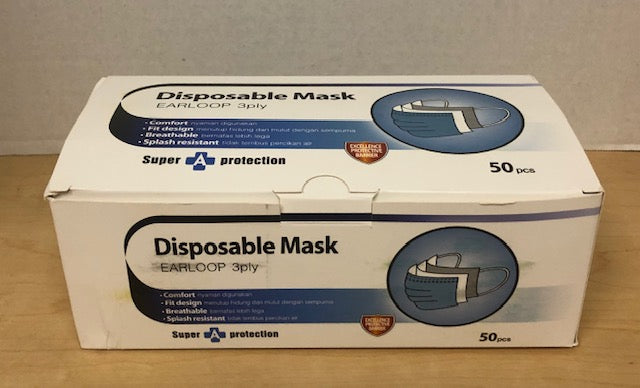50-Pack Disposable 3-Ply Masks